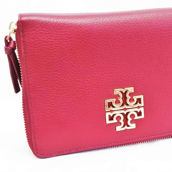 Tory Burch Handbags - Tory Burch Britten Large Zip Wristlet Red/Agate